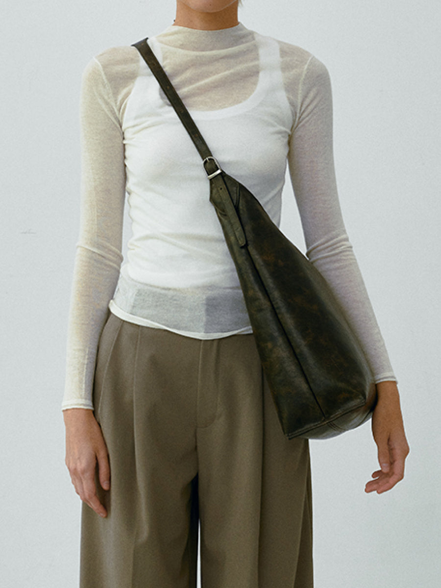 Gaby Ruched Leather Tote Bag