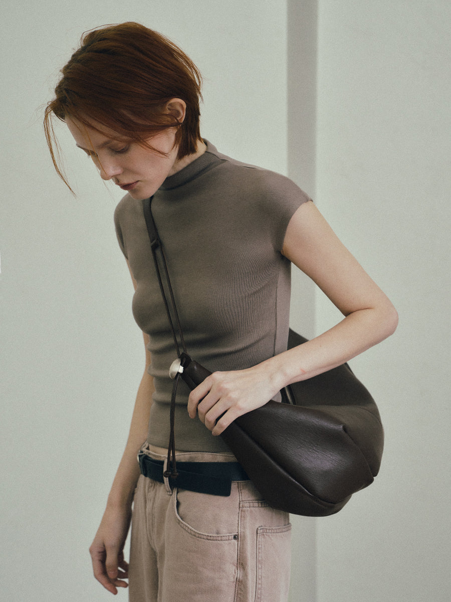 Note2 Pleated Hobo Bag - Dark Brown