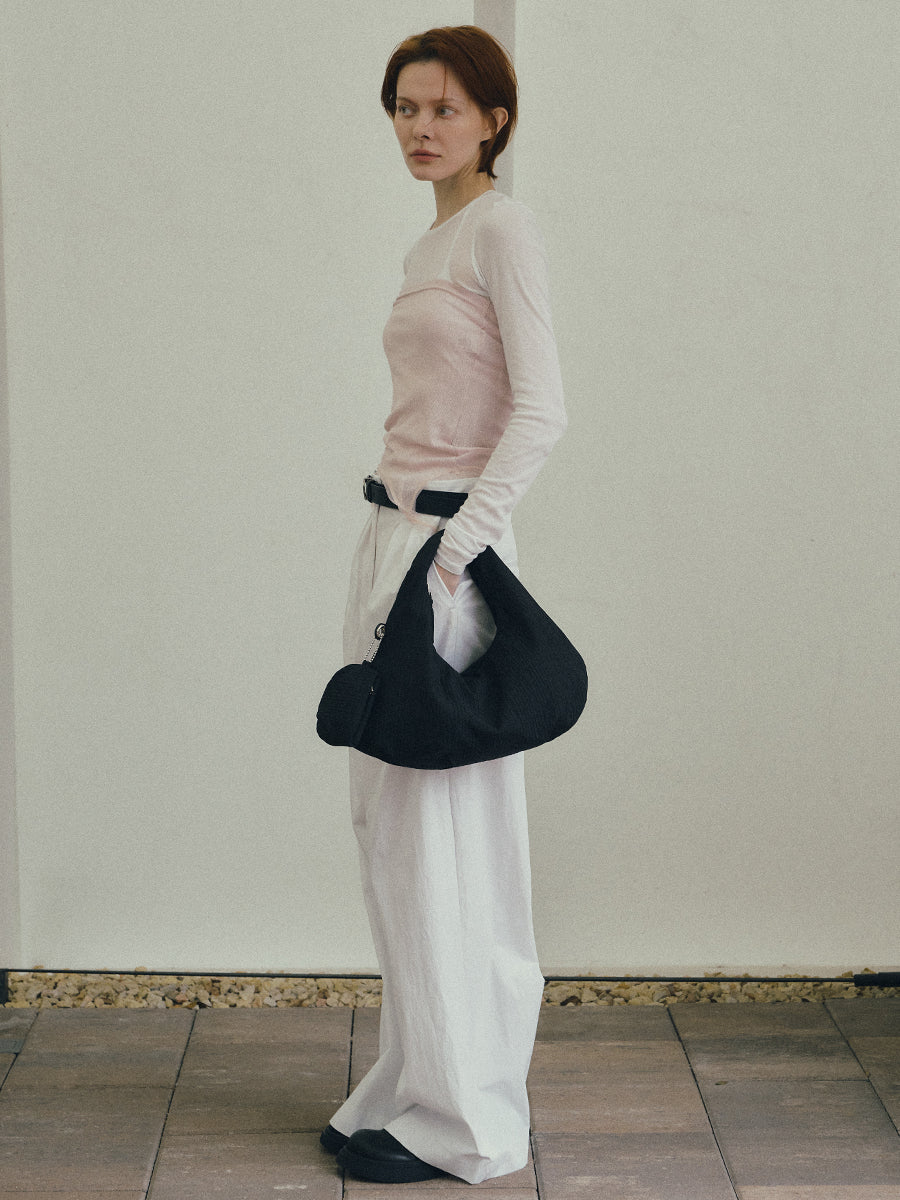 Abby Pleated Hobo Bag - Black