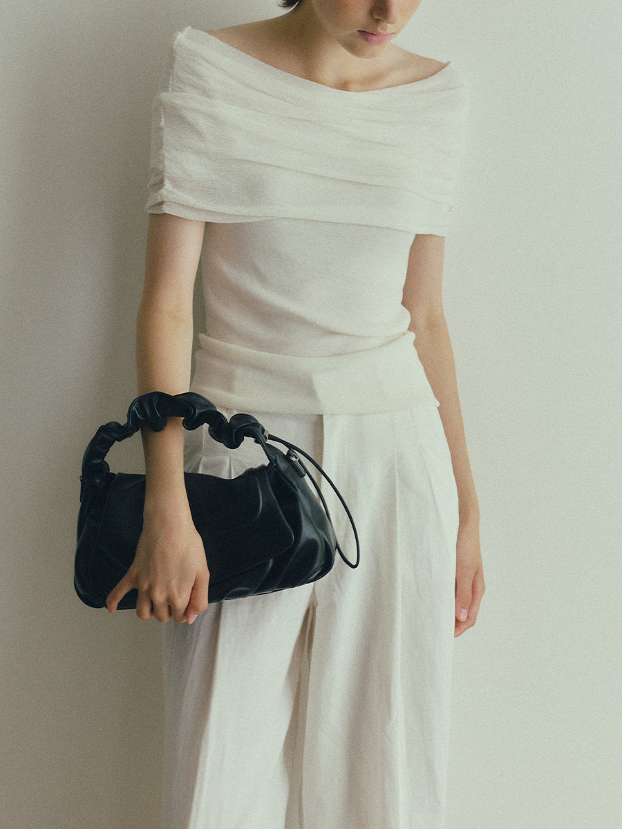 BLANK Ruffled Top-Handle Bag