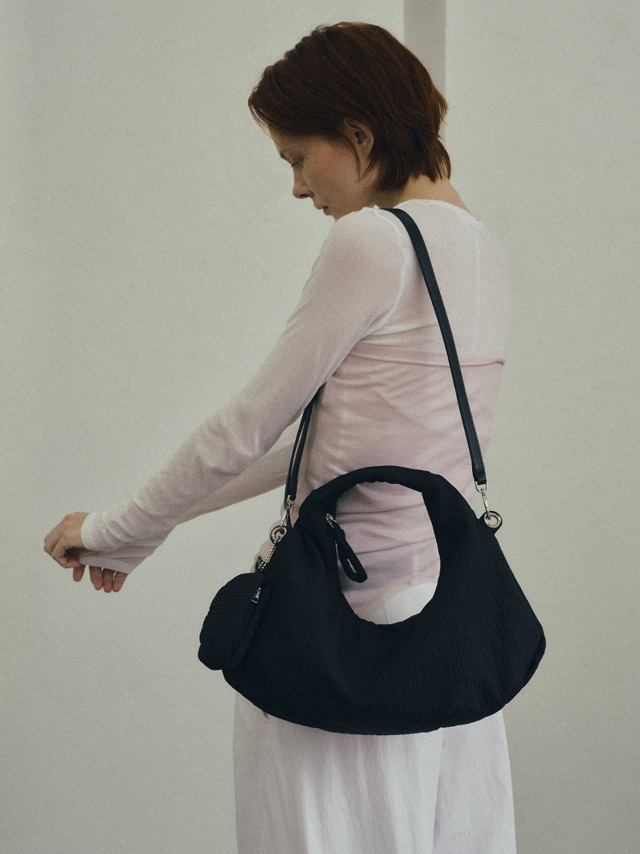 Abby Pleated Hobo Bag - Black