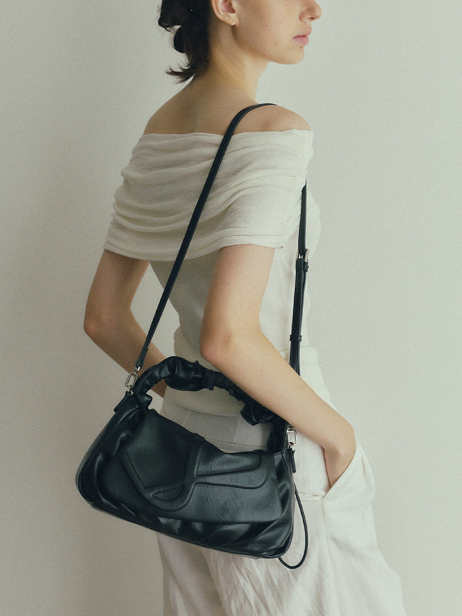 BLANK Ruffled Top-Handle Bag