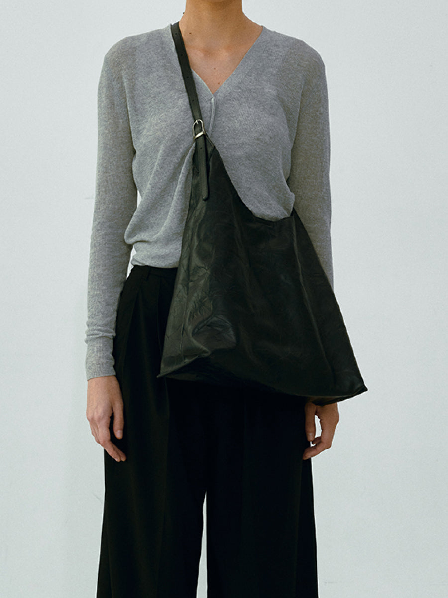 Gaby Ruched Leather Tote Bag