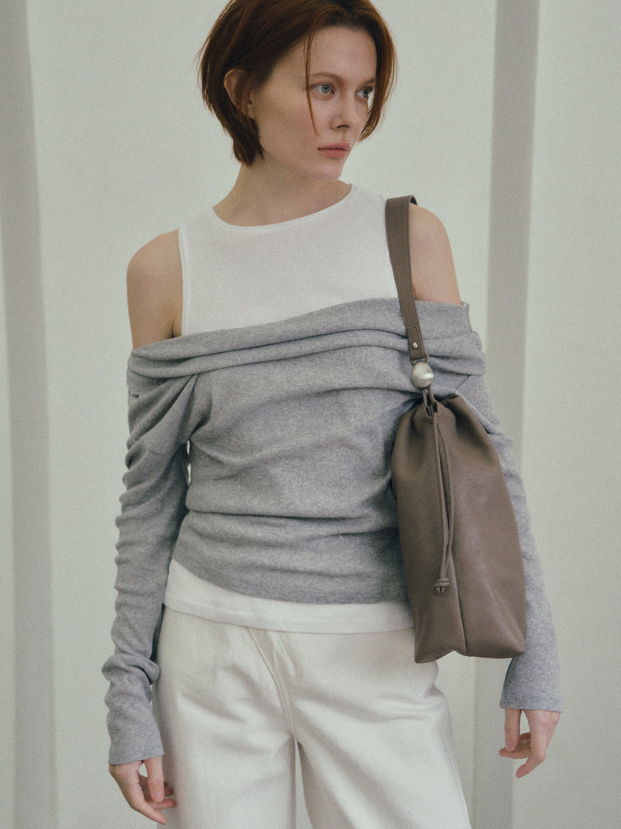 Note3 Cloud Drawstring 2 Way Bag - Clay Gray