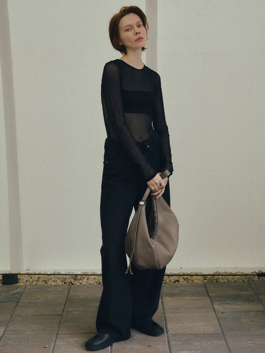 Note2 Pleated Hobo Bag - Clay Gray