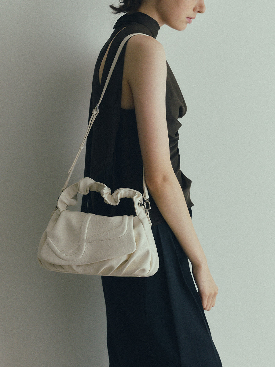 BLANK Ruffled Top-Handle Bag