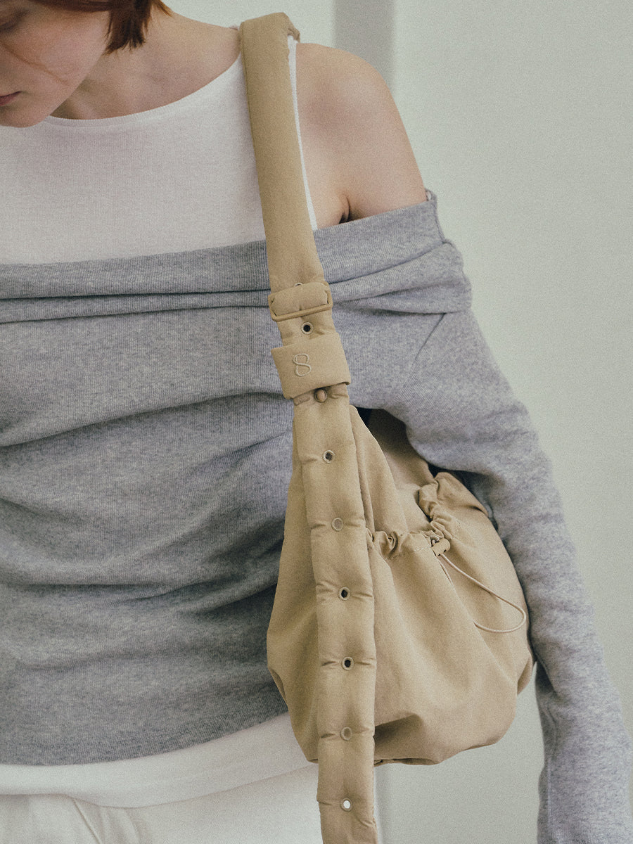 Ziva Drawstring Pocket Crossbody Bag - Sand Brown