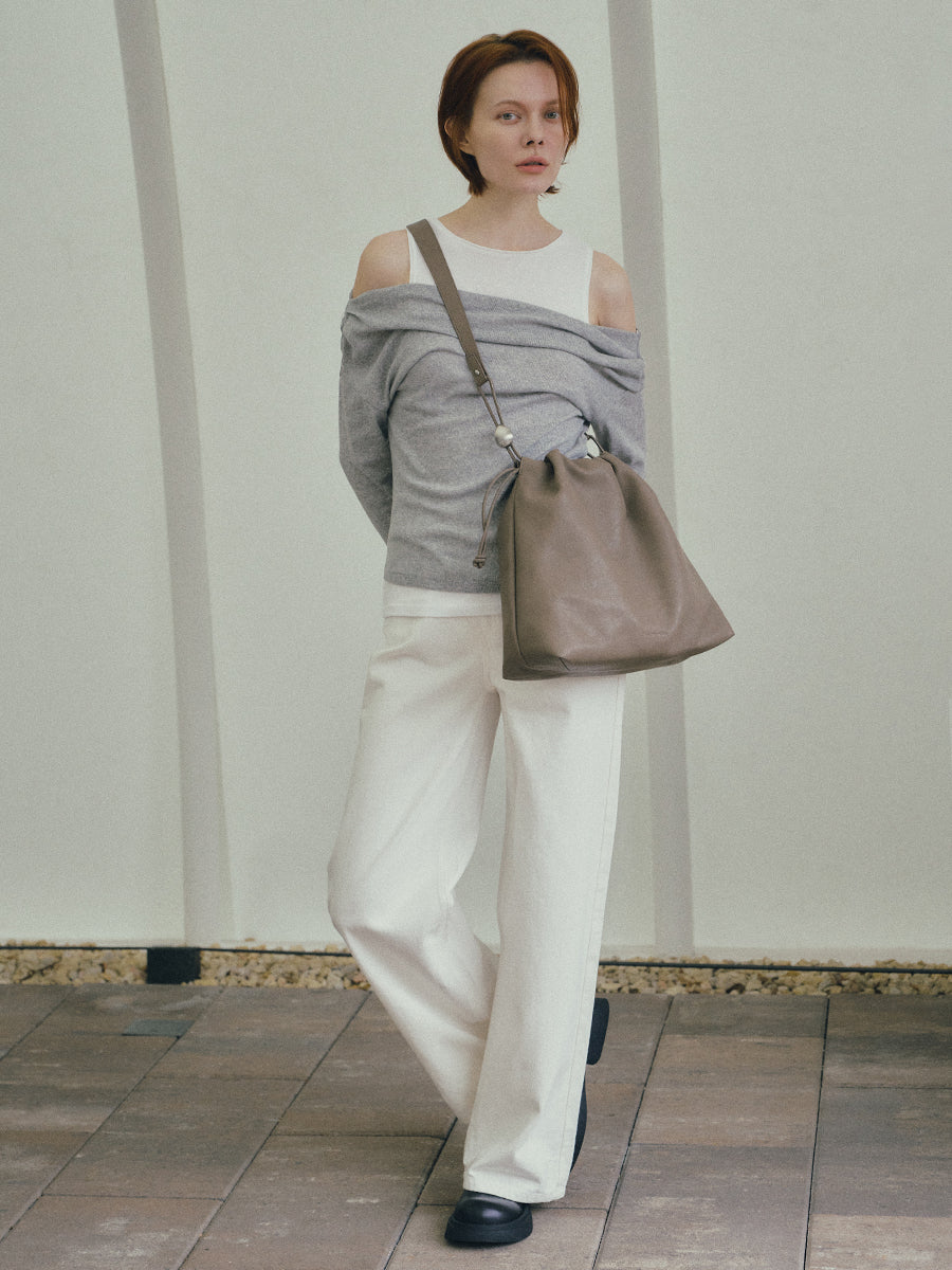 Note3 Cloud Drawstring 2 Way Bag - Clay Gray