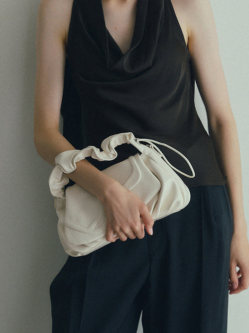 BLANK Ruffled Top-Handle Bag