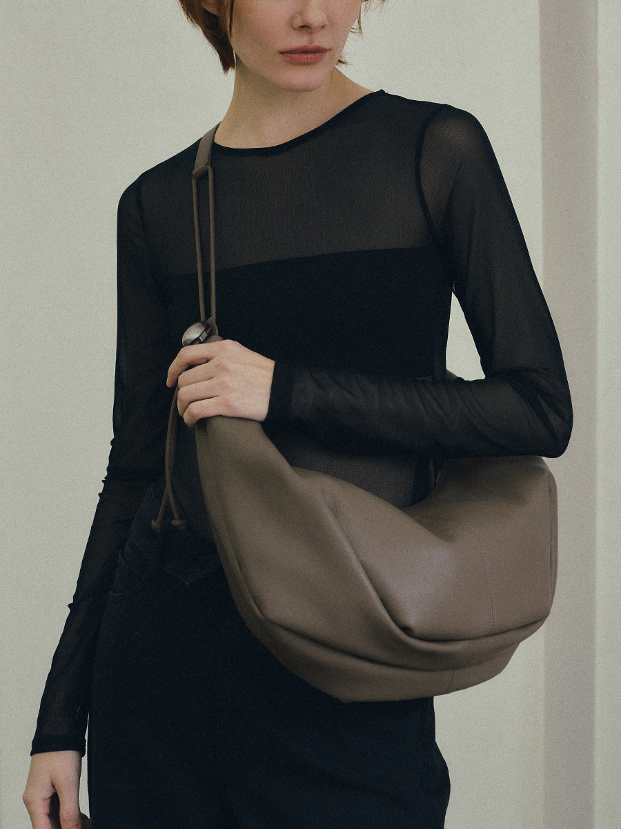 Note2 Pleated Hobo Bag - Clay Gray