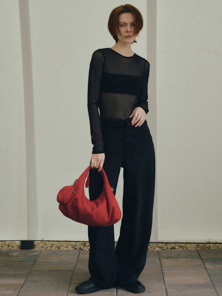 Abby Pleated Hobo Bag - Red