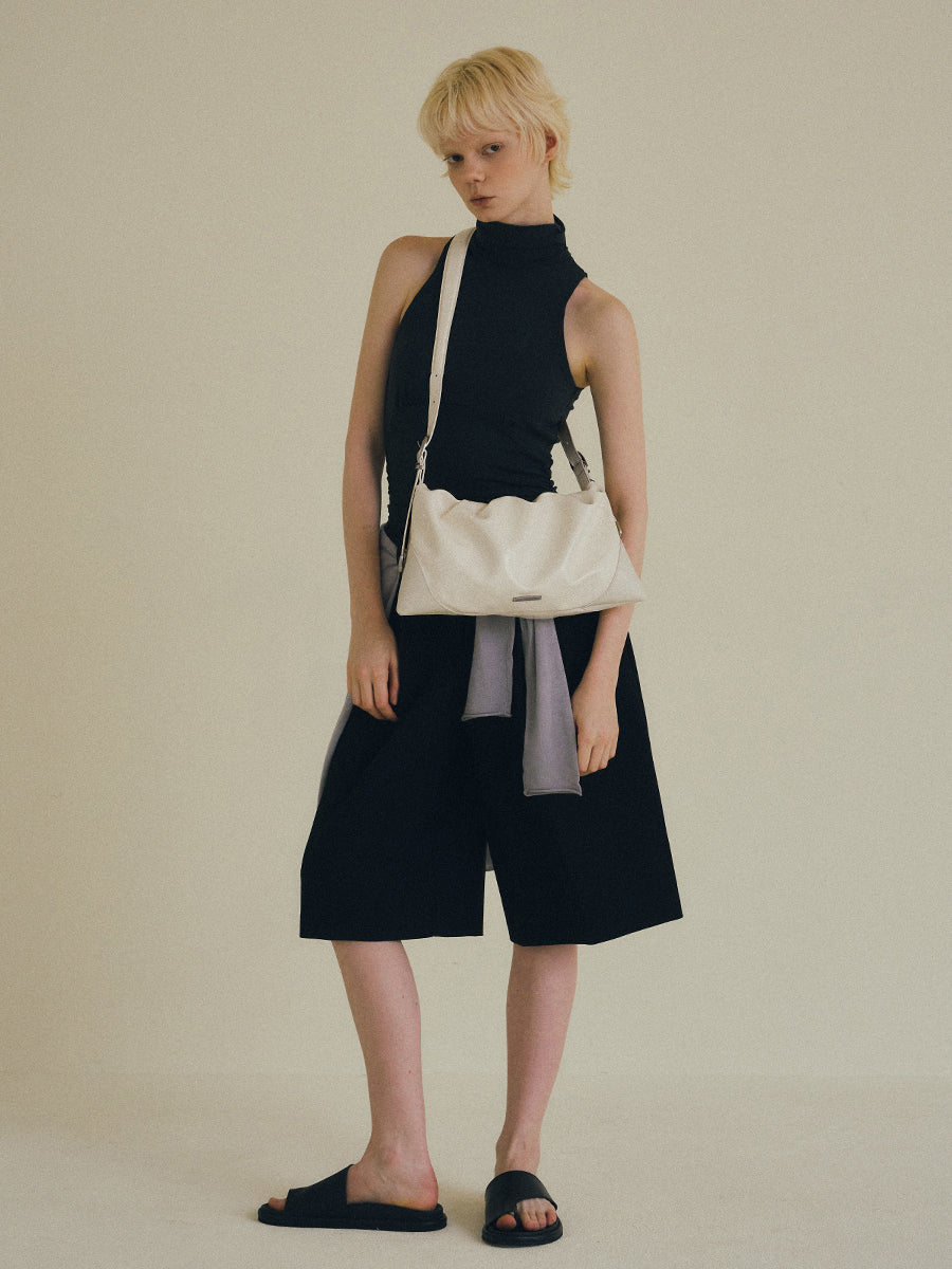 Duo Pin-Buckle Draped Crossbody Bag - White