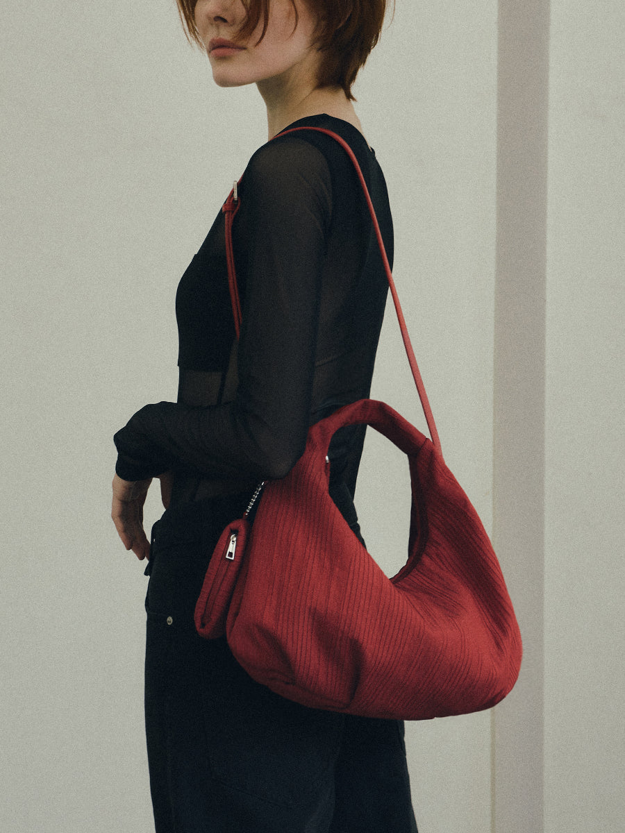 Abby Pleated Hobo Bag - Red