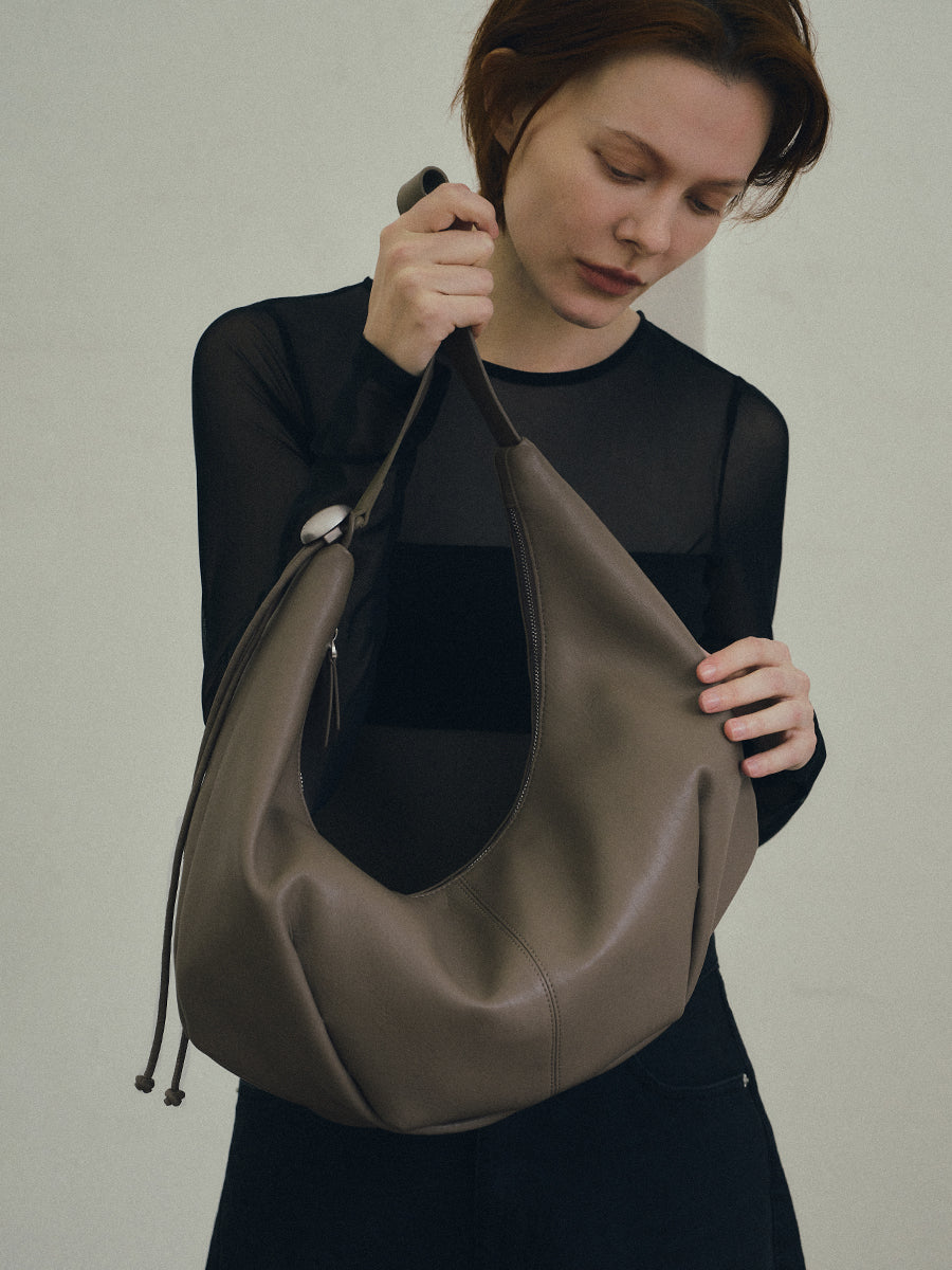 Note2 Pleated Hobo Bag - Clay Gray