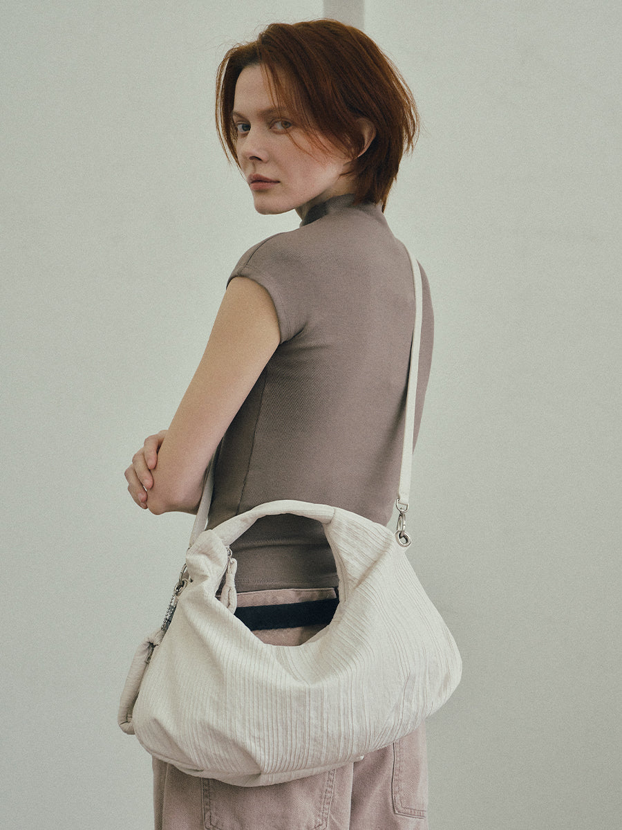 Abby Pleated Hobo Bag - White