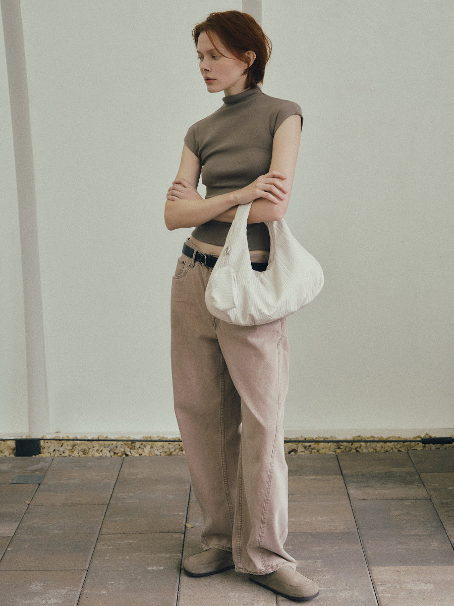 Abby Pleated Hobo Bag - White