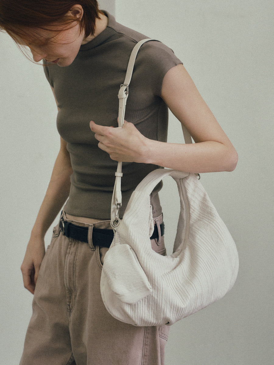 Abby Pleated Hobo Bag - White