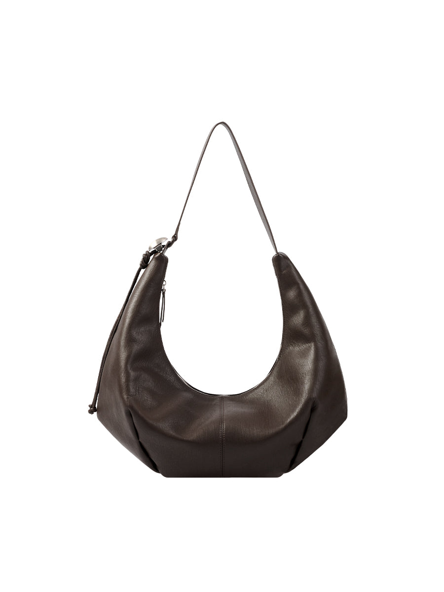 Note2 Pleated Hobo Bag - Dark Brown