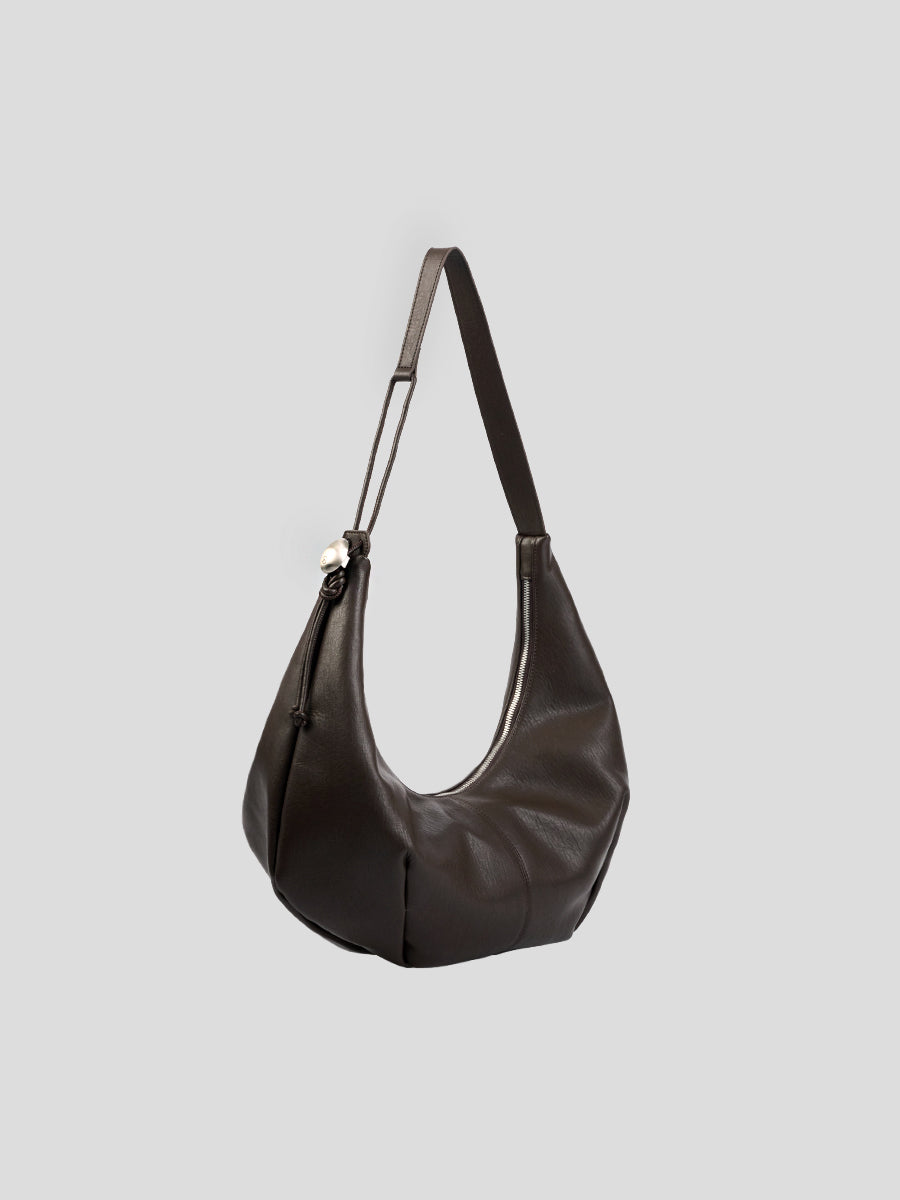 Note2 Pleated Hobo Bag - Dark Brown