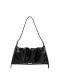 Duo Pin-Buckle Draped Crossbody Bag - Black