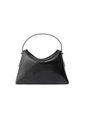 Flip Leather Flap Soft Square Bag (Small) - Crinkled Black