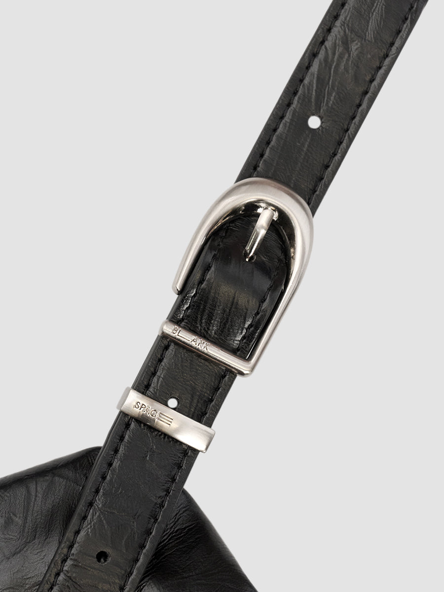 Duo Pin-Buckle Draped Crossbody Bag - Black