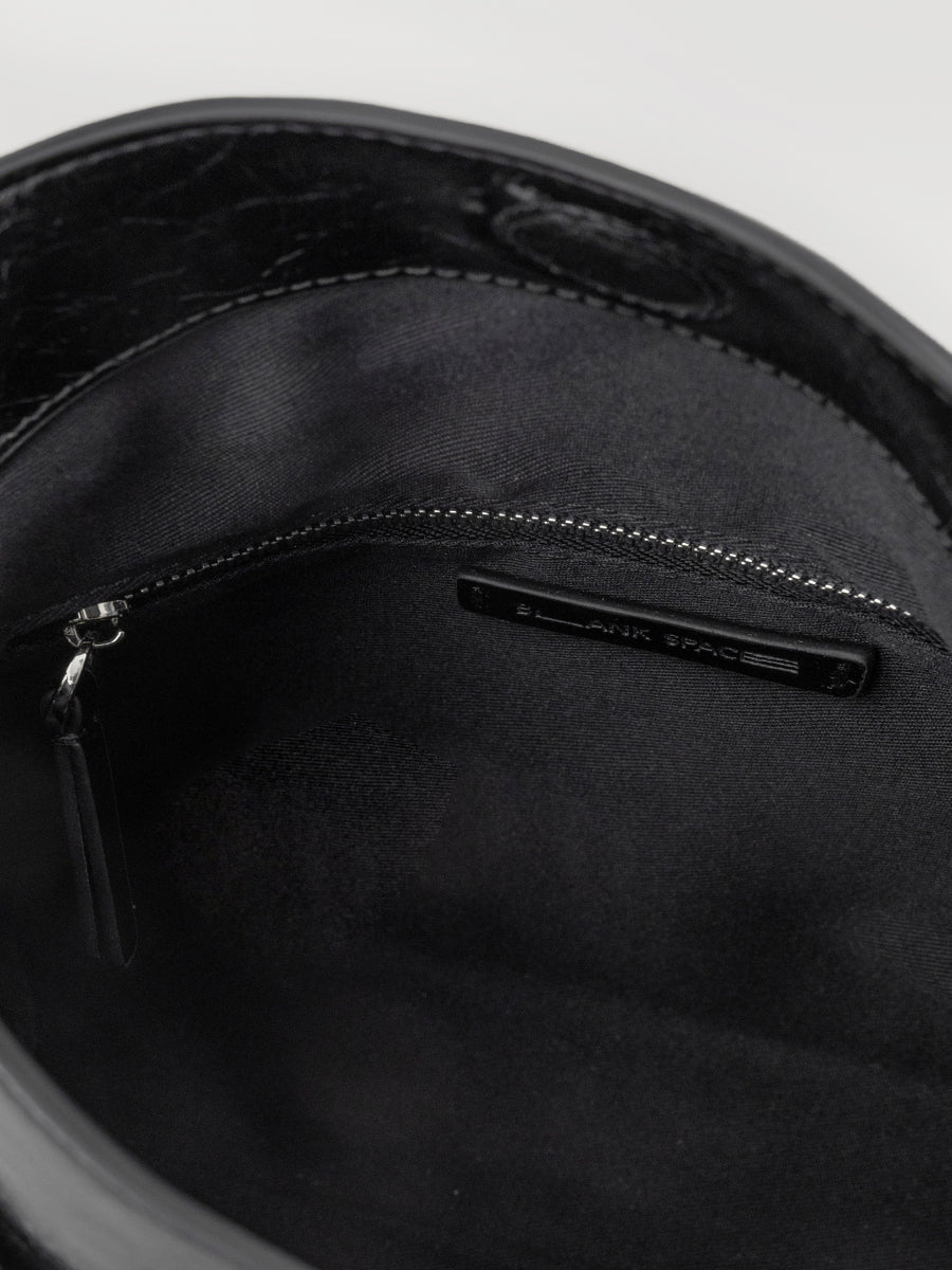 Flip Leather Flap Soft Square Bag (Small) - Crinkled Black