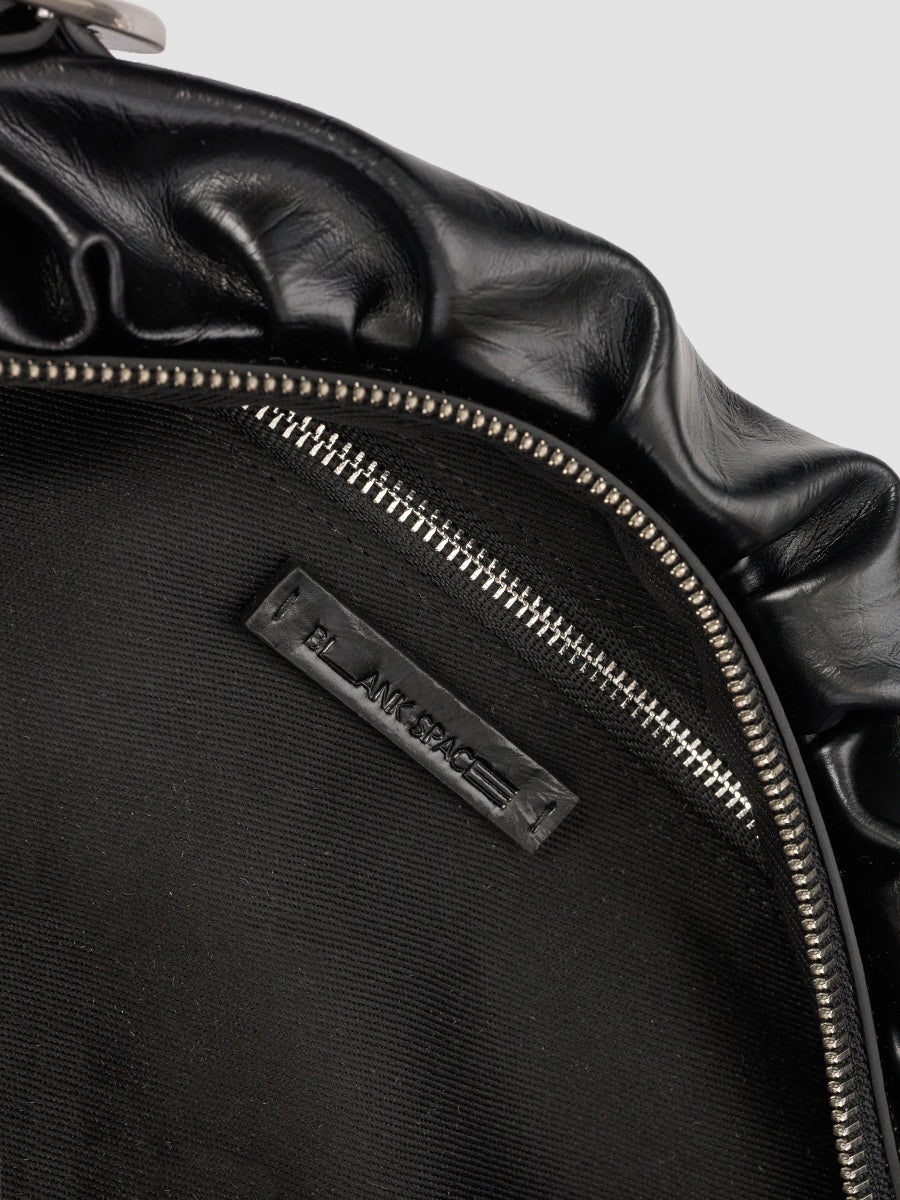 Duo Pin-Buckle Draped Crossbody Bag - Black