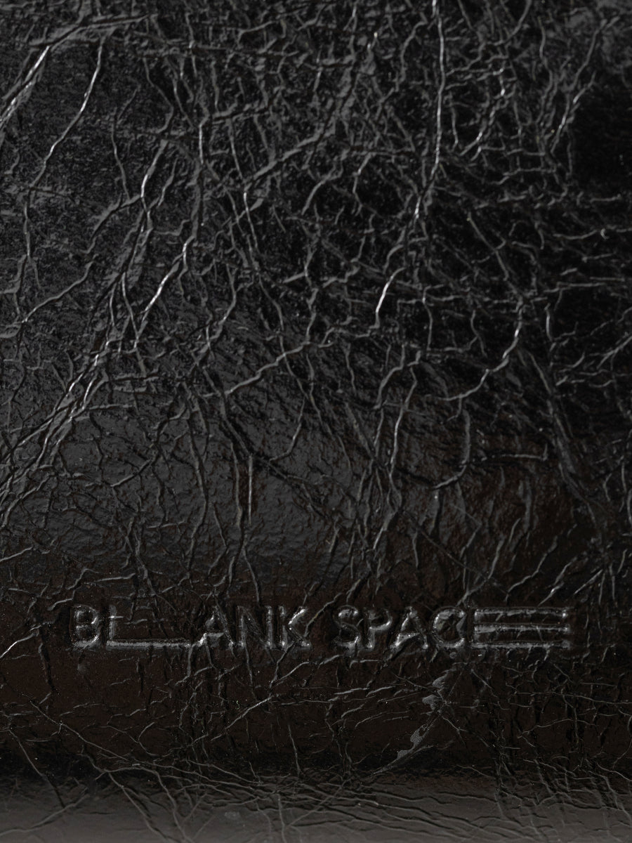 Flip Leather Flap Soft Square Bag (Small) - Crinkled Black