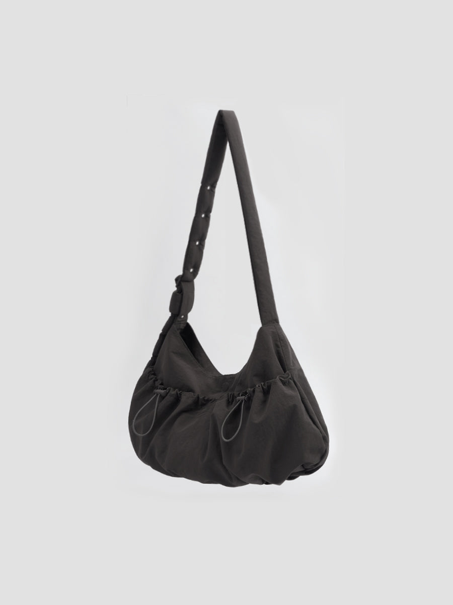 Ziva Drawstring Pocket Crossbody Bag - Dark Gray