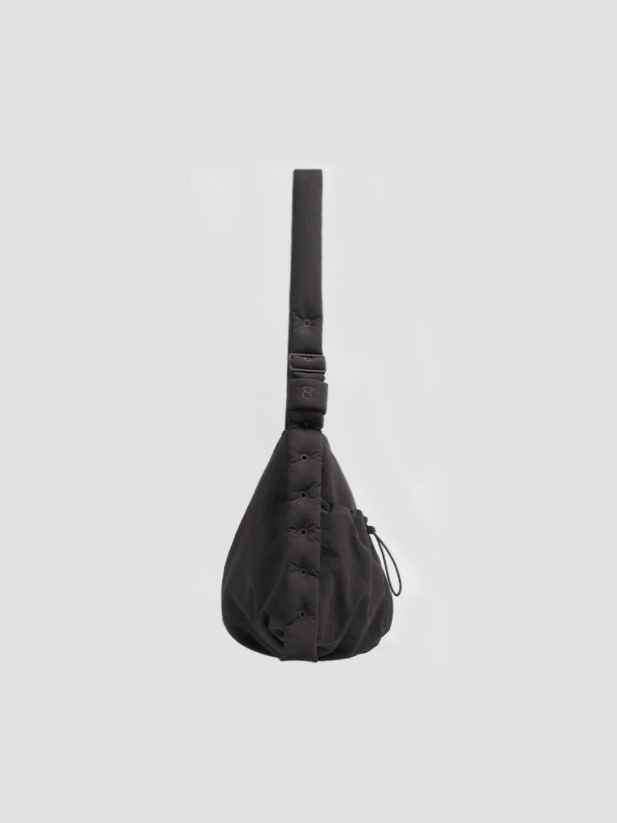 Ziva Drawstring Pocket Crossbody Bag - Dark Gray