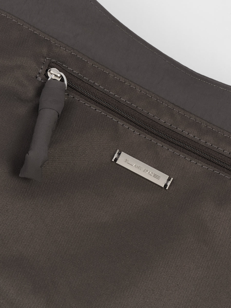 Ziva Drawstring Pocket Crossbody Bag - Dark Gray