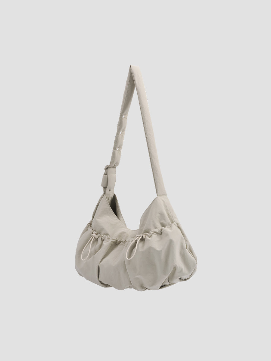 Ziva Drawstring Pocket Crossbody Bag - Sand White