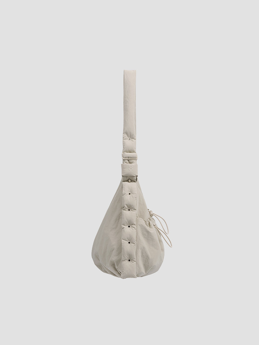 Ziva Drawstring Pocket Crossbody Bag - Sand White
