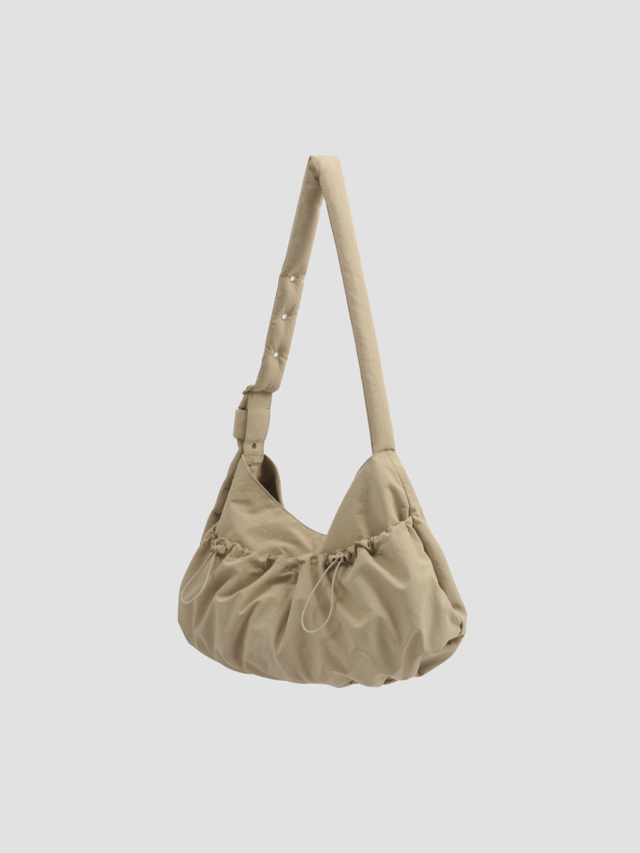 Ziva Drawstring Pocket Crossbody Bag - Sand Brown