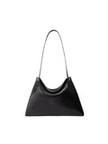 Flip Leather Flap Soft Square Bag (Large) - Crinkled Black