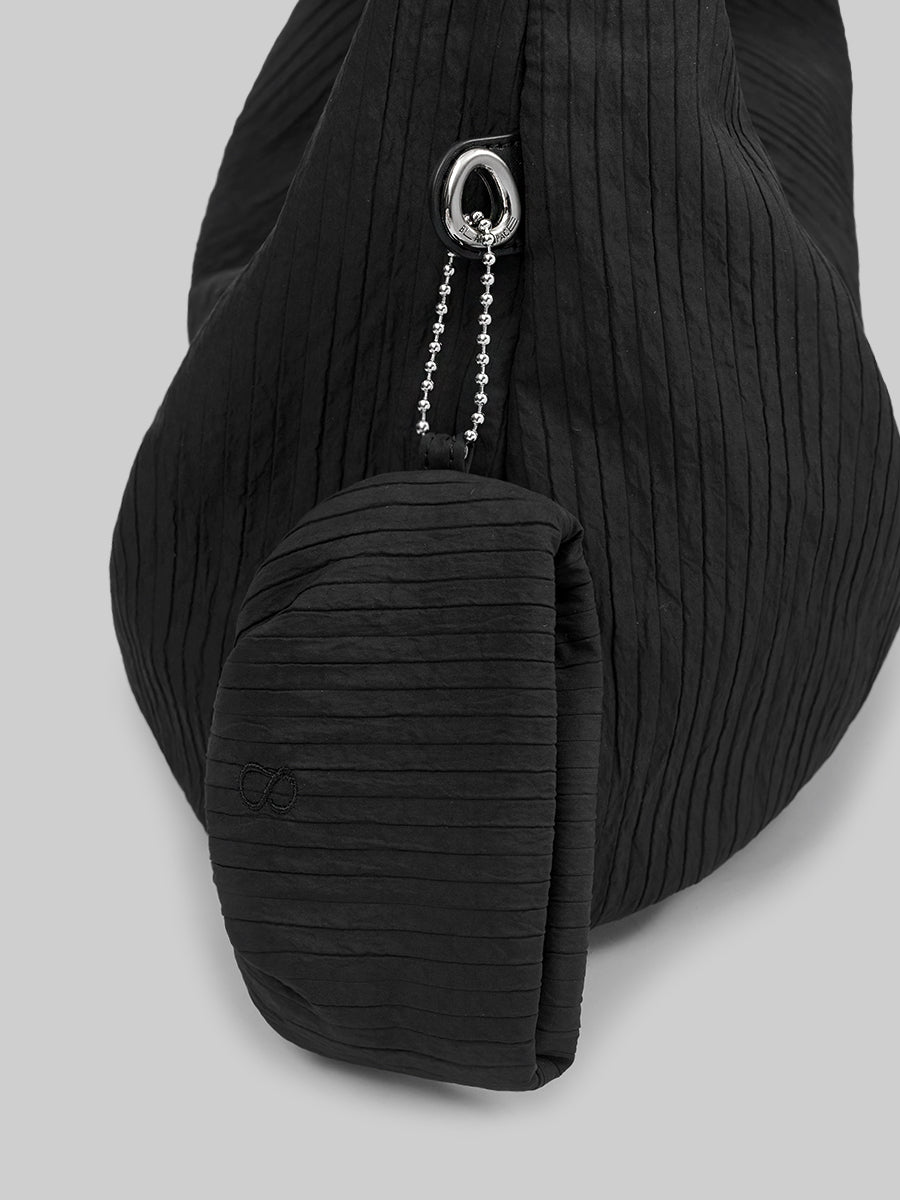 Abby Pleated Hobo Bag - Black