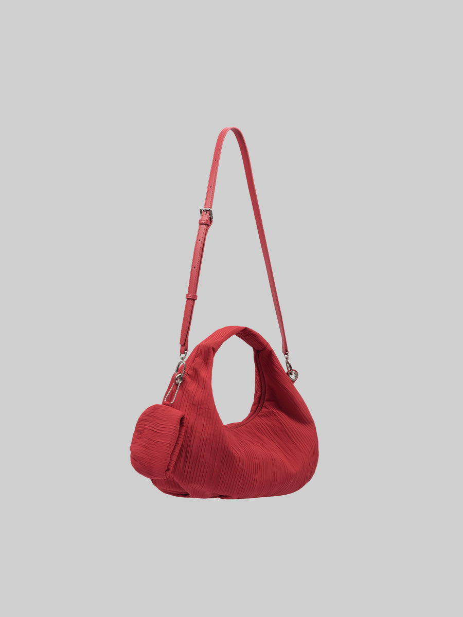Abby Pleated Hobo Bag - Red