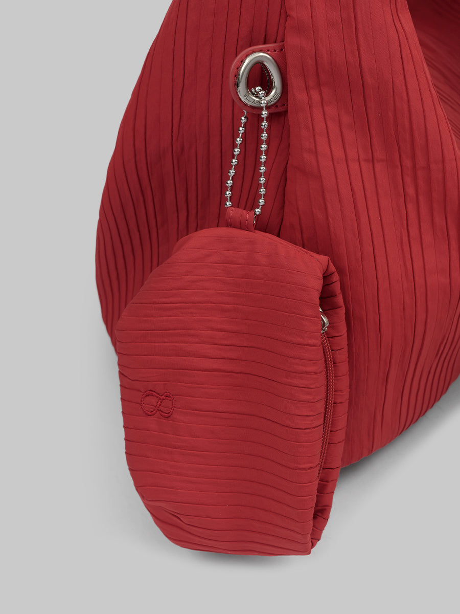 Abby Pleated Hobo Bag - Red