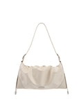 Duo Pin-Buckle Draped Crossbody Bag - White
