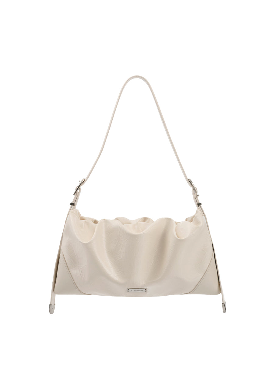 Duo Pin-Buckle Draped Crossbody Bag - White