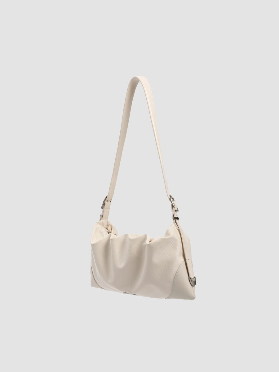 Duo Pin-Buckle Draped Crossbody Bag - White