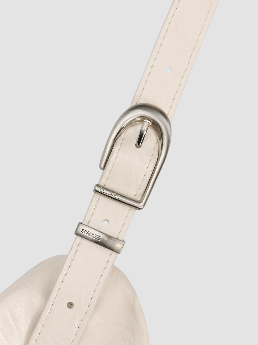 Duo Pin-Buckle Draped Crossbody Bag - White